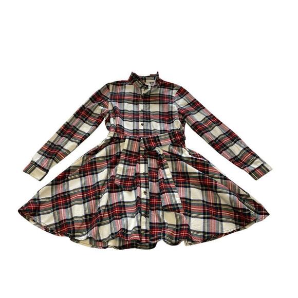 Cozy Cabin flannels plaid 100% cotton  ruffled neck long sleeve dress M - Picture 3 of 4